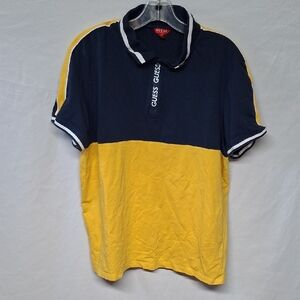Guess Sporty Blue and Yellow Polo Shirt
